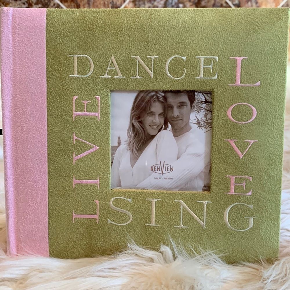 Pink and Green Suede Like Photo Album with Memo Area